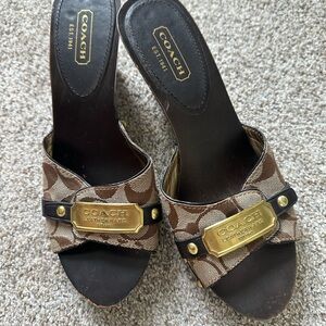 Coach Wooden Heel Slides Women’s 9
